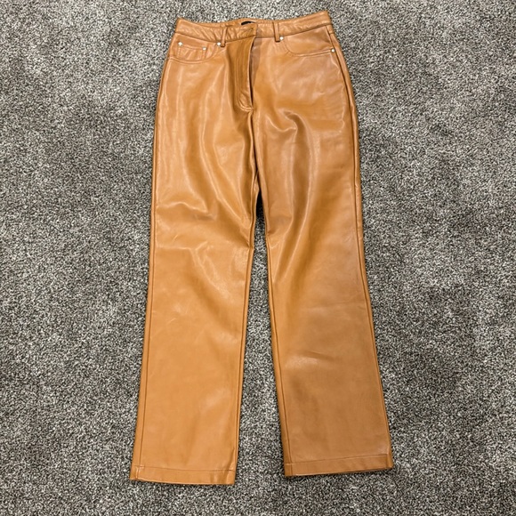 7 for all mankind brown faux leather pants - Picture 2 of 6